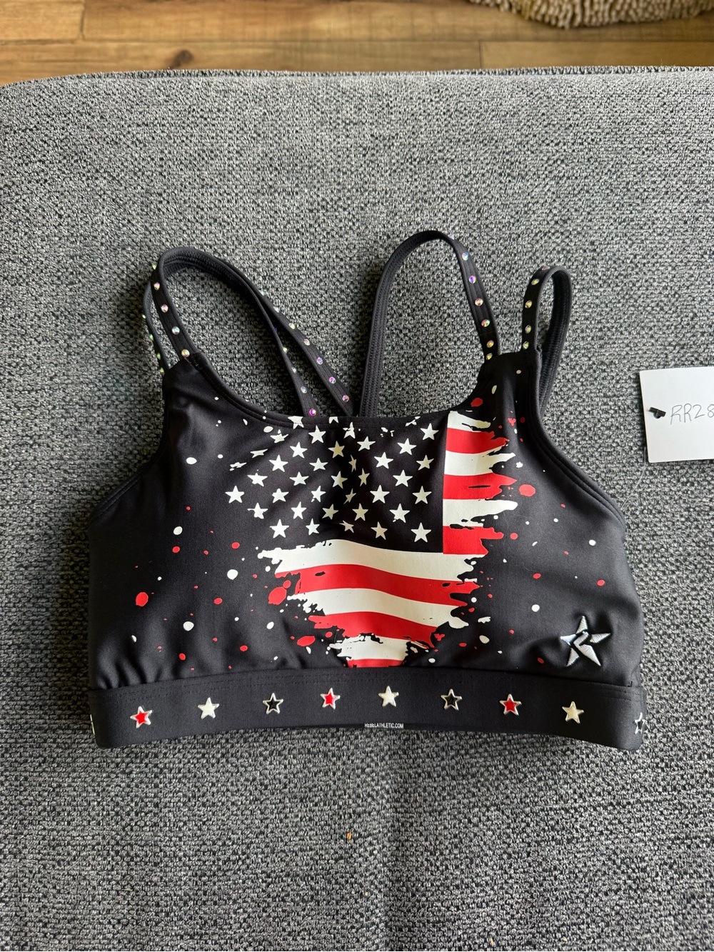 Women’s Black Stars & Stripes Sports Bra - Patriotic Print